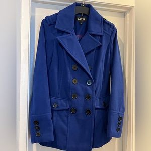 ROYAL BLUE DOUBLE BREASTED COAT BY APT 9 - SZ M - NWOT - NEVER WORN